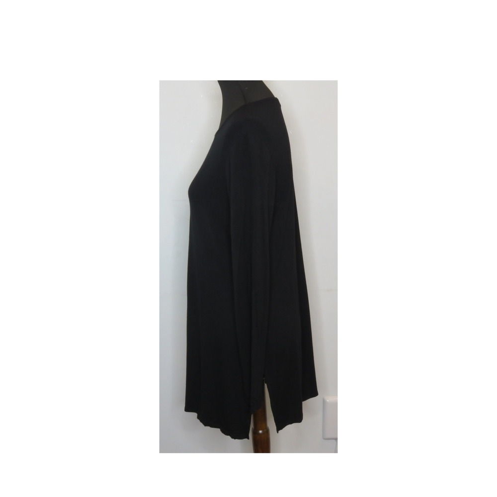 Eileen Fisher Black Long Sleeve Viscose Spandex Tunic Top Small S/P Side Slits - Picture 6 of 10
